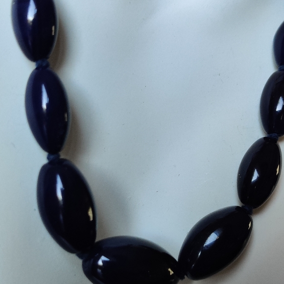 Vintage Cobalt Glass Knotted Long Necklace - Picture 10 of 10